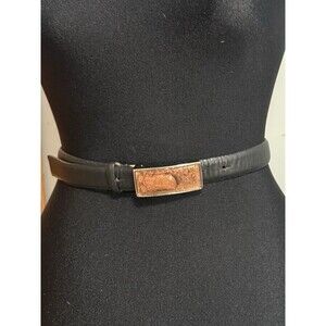 Qualheim Bollerini Belt Womens Size Small S Black Unique Bubble Glass Made Italy